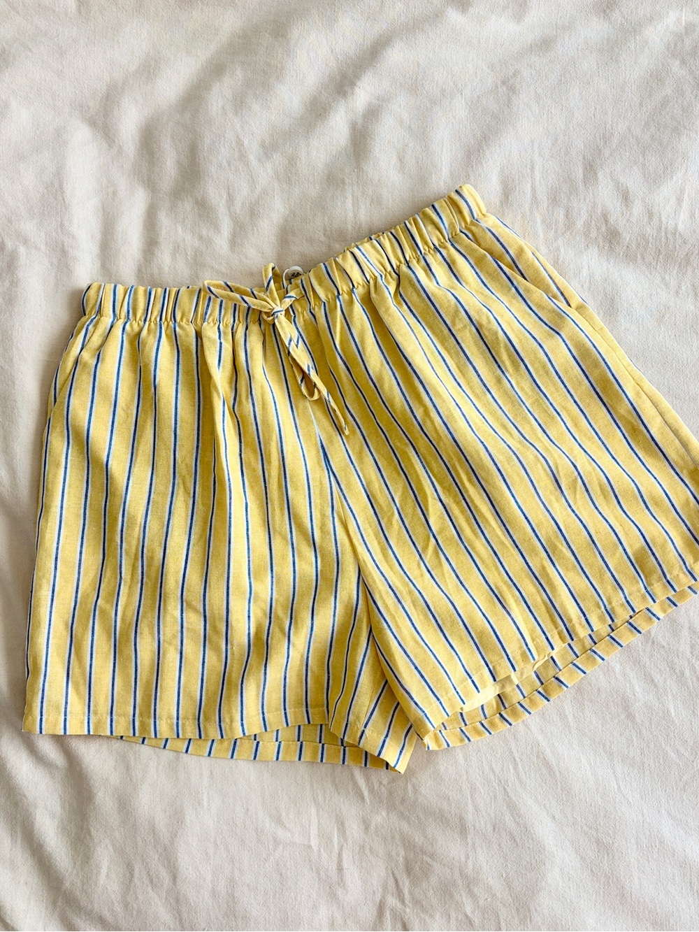 Sadie & Sage Yellow Striped Linen Shorts
